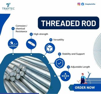 Galvanized Iron Thread Rods Size 2meter Diameter 8 mm Thread Type Full G.i. Material Galvanised Iron Corrosion Resistance - Traytec Infra LLP - India
