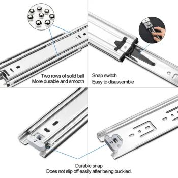 Furniture Hardware 45mm Ball Bearing Slide with Rebound Made in China - Jieyang Wugeng Hardware Co., Ltd. - China