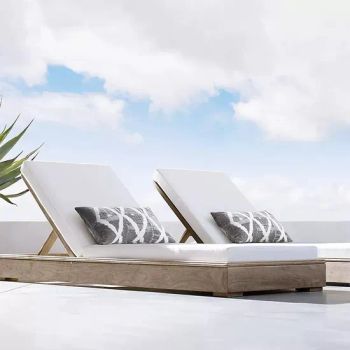 Curved Shape Wicker Fabric Chaise Lounger Chairs Aluminium Sunbed Garden Outdoor Beach Beds Sun Lounger - Foshan Hanse Industrial Co., Ltd. - China
