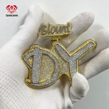 S925 Sterling Silver Hip Hop Jewelry Iced out Vvs1 Moissanite Pendants - Wuzhou Qianjian Jewelry Co., Ltd. - China