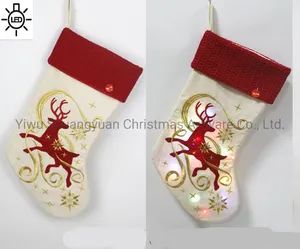 Christmas Stocking with Light for Holiday Wedding Party Decoration Supplies Hook Ornament Craft Gifts - Yiwu Shuangyuan Christmas Artware Co., Ltd. - China