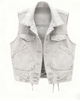 Trendy Women's Autumn Denim Vests with Classic Turn Down Collar - Fujian Jerry Garment Co., Ltd. - China