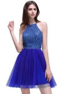  Wholesale Babyonlinedress A Line Halter Neck Short Tulle Royal Blue Homecoming Dresses with Beading - Babyonlinedress Global Corp - China
