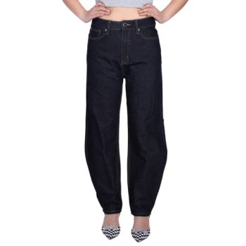 Custom Black Hard 12oz Denim Plus Size Button Closure Straight Women Mom Jeans - Spring Fashion Co., Ltd - China