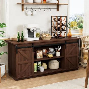 Multi-Color Kitchen Coffee Bar Sideboard with Barn Doors, Adjustable Shelves and Spacious Tabletop - Weifang Fine Life Household Products Co., Ltd - China