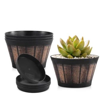 Whiskey Barrel Planters Drainage Holes Saucer Decoration Wine Barrel Design Flower Pots - GOOD SELLER CO., LTD - China