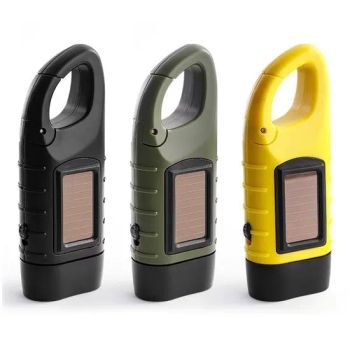 Hand Crank Solar Dynamo Flashlight Rechargeable Emergency LED Mini Keychain Snap Clip Backpack Flashlight Outdoor Camping - Anhui Xianwei E-Commerce Co., Ltd - China