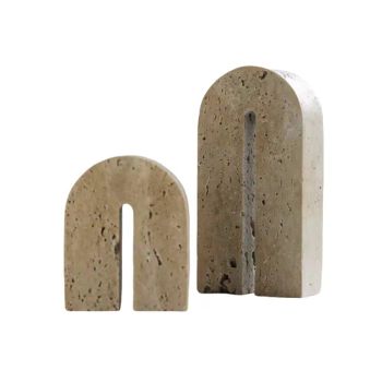 Sculptural Arch Beige Marble Travertine Ornaments Arched Travertine Bookends - XIAMEN SINO TOPSTONE IMP & EXP TRADE CO., LTD. - China