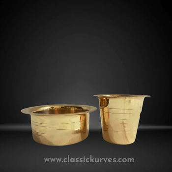 Golden Traditional brass dabara set, For Home Color Golden Material Brass Microwave Safe No Brand Classickurves Tumbler_height - Classickurves - India