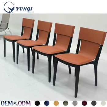 Premium Leather Orange Fabric Restaurant Dining Chairs Living-Room-Chairs - Foshan Yunqi Furniture Co., Ltd. - China