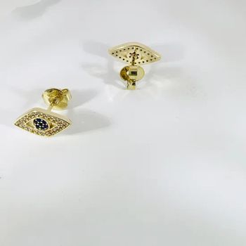 Eye Shaped Copper Stud Earrings Simple Hollow Design Fashion Jewelry - YU JING JEWELRY CO., LTD. - China