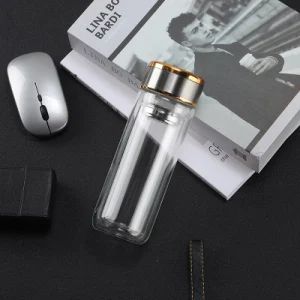 Double Wall BPA Free Vacuum Thermos Drinking Glass Water Bottle with Tea Infuser Filter - Taizhou Shike Plastics Co., Ltd. - China