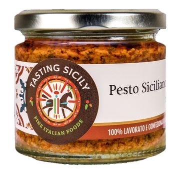 Best Quality Sicilian Pesto Dried Tomato with Ricotta Cheese lemon juice and and Basil jar 170g for Pasta - GUSTA LA SICILIA S.R.L. - Italy