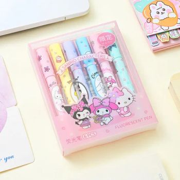 6 Color Highlighter Set Cartoon Pattern Highlighters Students Mark Pen - Ningbo East Wonder Import and Export Co., Ltd - China
