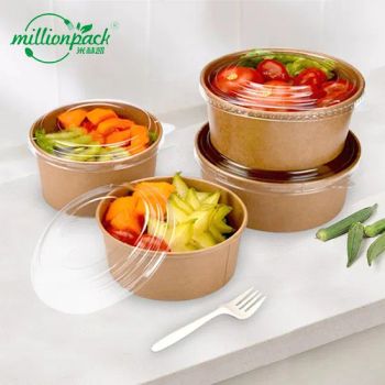 Disposable Kraft Paper Salad Bowl for Restaurant Catering Takeaway Food Packaging - Ningbo Million Pack Co., Ltd. - China