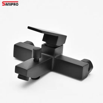 Sanipro Black Hot Cold Wall Mounted Brass Bathtub Mixer Taps Bath Tub Shower Faucets with Waterfall Tap - Ningbo Master Building Material Co., Ltd. - China