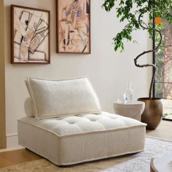 Modern Furniture Hotel Home Balcony Leather and Fabric Recliners Sectional Nordic Square Shape Leisure Chair Modular Sofa Set - FOSHAN ZEBAI FURNITURE CO., LTD - China