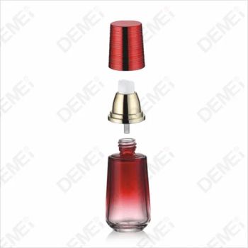 Elegant Red Glass Cosmetic Container with Gold Lotion Pump - DEMEI Industrial Limited - China