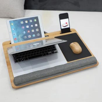 Portable Lazy Computer Desks Green Bamboo Knee Desktop with Cushion Soft Laptop Table Pillow - NINGBO EAST ISLAND IMPORT & EXPORT CO., LTD. - China