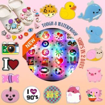 High Quality 3D/2D LED Shoe Charm Bling Pink Light up Night Clogs Wholesale Designer Shining Cute Animal Decor Clogs Accessories - Jinjiang Tuocheng Shoes Material Co.,Ltd. - China