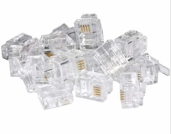 Modular Transparent Clear Male Plug Crimp Connector for Stranded Telephone Cord Cable Wire - Srishti Creation - India