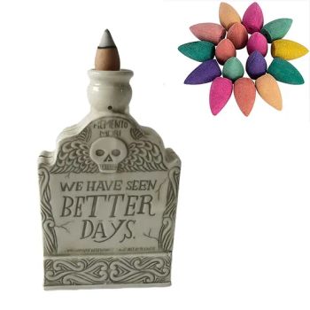 New Arrived Personalized Halloween Gift Ceramic Tombstone Backflow Incense Holder Aromatherapy Ornament Ceramic Incense Cone Burner for Home Decor - The Great Family Industries Co., Ltd. - China