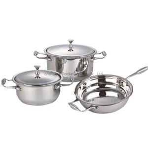 High Quality Steel Lid Stainless Steel Kitchenware Cooking Pot and Pan Set Cookware Set - Shenzhen Rocket Industry Co., Ltd. - China