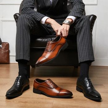 Mens Leather Formal Oxford Lace up Dress Shoes - Wuhan Corhunter Garment Co., Ltd. - China