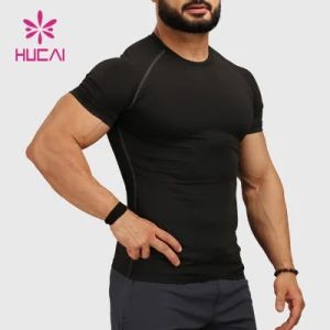 Custom Plain Black Private Label Mens T Shirts Size Xs-XL Origin China Season Summer Pattern Striped Technics Handmade HS Code 6115220000 - Dongguan Humen Hucai Garment Co., Ltd. - China