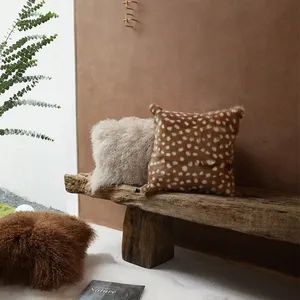 Wholesale Fashion Living Bedroom Sofa Soft Plush Covers Fluffy Throw Pillow Case Print Deer Goat Fur Cushion - Qingtongxia Xiangyun Fur and Leather Co., Ltd. - China