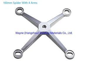 160mm Stainless Steel Glass Spider with 4 Arms; Glass Fitting Hardware, Point-Fixed Curtain Wall Hardware with High Quality and Best Price - Wayne (Hangzhou) Building Materials Co., Ltd. - China