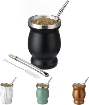 8oz Yerba Mate Cup, 304 Stainless Steel Double-Wall Mate Cup, Heat Insulation Yerba Mate Gourd, Tea Cup Includes Cleaning Brush Set - Changsha Sofly Industry Co.,Ltd - China