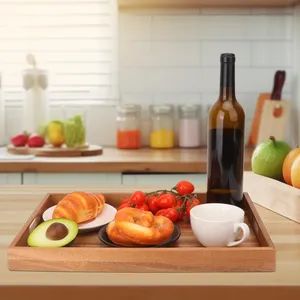 Rustic Acacia Wood Serving Tray with Stylish Black Handles - Jinan Unic Industry Trade Co., Ltd - China
