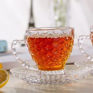 Unique Designed 210ml 7 1oz Modern Large Transparent Glass Coffee Tea Cups Set with Saucer - XIAMEN SHUNSTONE HOMEWARE CO., LTD. - China