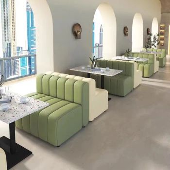 Light Luxury Restaurant Furniture Marble Dining Tables and Green Sofa Set - Zhongshan Uptop Furnishings Co., Ltd. - China
