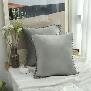 Spring Boho Decorative Pillow Covers with POM-Poms Pillow Covers Corduroy Cushion Case - Shaoxing City Xinlan Textile CO., LTD. - China