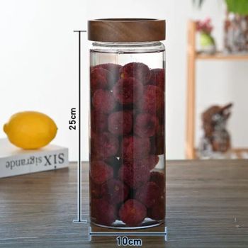 1600ml Best Selling Wholesale Custom Size Logo Food Cereal Storage Containers Cans Glass Storage Jar with Wood Lid - Qingdao E-Pack Material Co., Ltd - China