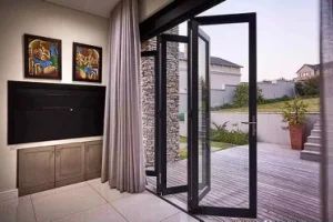 Modern Veranda Large Bi Folding Patio Burglar Proof Double Glass Accordion Design Partition Aluminium Folding Door Residential - Kemet New Material Technology Co., Ltd. - China