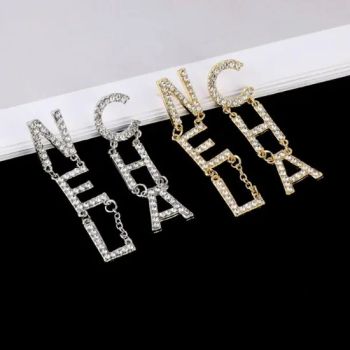 New Za Clear Crystal Rhinestone Letter Dangle Earrings Women Fashion Luxury Statement Long Earrings Woman Jewelry - Fujian Junqing Trade Co., Ltd. - China