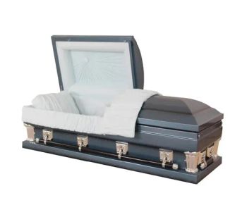China Funeral Supplies White Highlight Steel Coffin Casket for The Dead - Dongming Xinjinyuan Wooden Products Co., Ltd - China