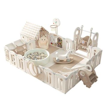 Baby Home Folding Guardrail Matching Swing Cream Indoor Plastic Playground - Skylark Network Co., Ltd. - China
