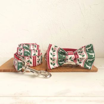 New Arrival Cotton Fabric Zinc Alloy Buckles Custom Label Laser Engraving Christmas Design Pet Accessories Dog Collars Leashes - Shenzhen Sweetpet Pet Product Co., Ltd. - China