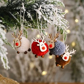 Cute Felt Wooden Elk Christmas Tree Decorations Hanging Pendant Deer Craft - Xiamen Starlights Trading Co., Ltd. - China