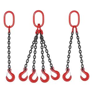 Adjustable G80 G100 Lifting Slings Set Alloy Steel 4 Legged Lifting Chain Sling with Hooks and Shackles - Hebei Hanming Hoisting Machinery Manufacture Co., Ltd - China