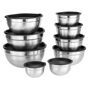 Kitchen Gadget Anti Slip Silicone Bottom Stainless Steel Metal Nesting Mixing Salad Bowls with Lids BHmnkJ - Chaozhou Jiaya Stainless Steel Business Department - China