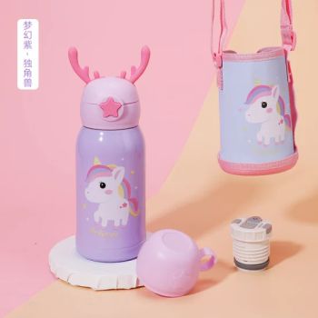Cartoon Kids Stainless Water Bottle 17oz Double Walled Metal Insulated Portable Termos Cups Sports Vacuum Flasks Thermos with Straw Pouch Sleeve - Anhui YOTO Import & Export Co., Ltd. - China