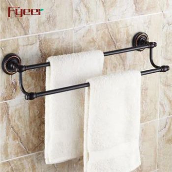 Fyeer Black Series Bathroom Accessory Brass Double Towel Bars - Wenzhou Fyeer Sanitary Ware Co., Ltd. - China