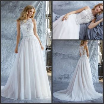 Sleeveless Bridal Wedding Gowns Rose Lace Tulle Wedding Dresses M8213 - Suzhou Leader Apparel Co., Ltd. - China