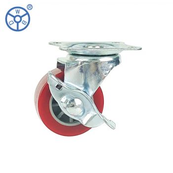 Hot Sale Small Furniture Caster with Brake Red Industrial PU 2 Inch Castor Wheels - Guangzhou Ylcaster Metal Co., Ltd. - China