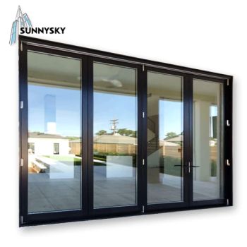 New Design America Stadard Medium Stile Aluminum Double Glass Black Rimmed Accordion Elevation Balcony Interior Folding Door Windows - Guangzhou Xiya Building Material Co., Ltd. - China
